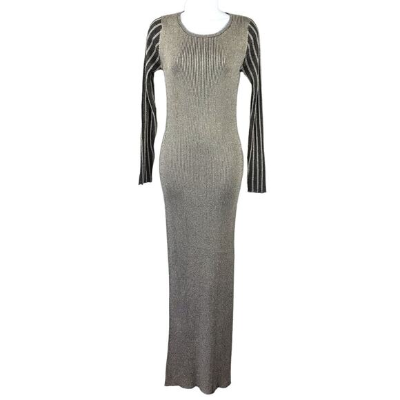 Romeo & Juliet Ribbed Bodycon Gold Maxi Dress Sz S - Picture 1 of 8